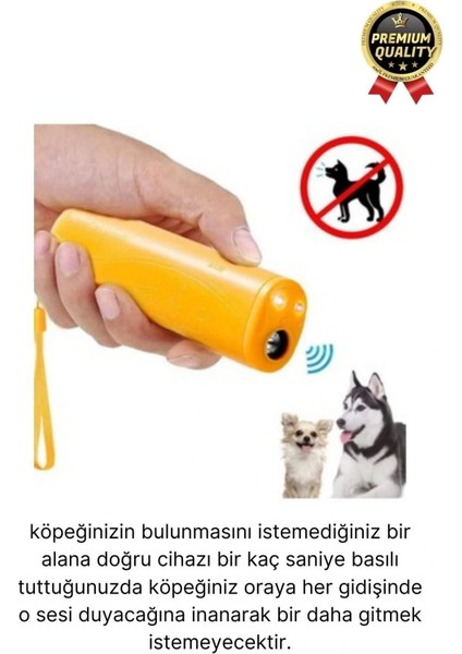Premium Susturucu Sensör Pilli 9VOLT 150 Desibel Ledli Flaş Ultrasonik Köpek Eğitici Cihaz