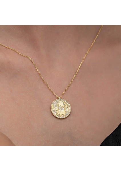 Gümüş Gold Fil Motifli Şans Kadın Kolye modelleri