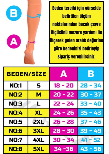 Diz Altı Varis Çorabı Burnu Kapalı (Ten Rengi) Orta Basınç Ccl2(Çift Bacak)
