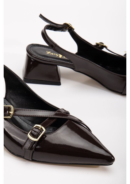 Pary Acı Kahve Rugan Kadın Topuklu Ayakkabı modelleri