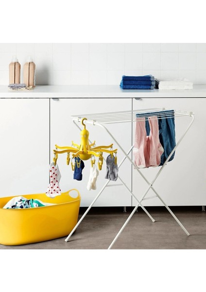 Ahtapot Askılık Ikea Askılık Kurutmalık 16 Mandallı Çamaşır Kurutması Sarı Renk Plastik