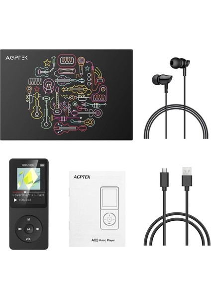 A02 A20 Mp3 Çalar, 1.8 Inç Tft Ekran, 70 Saat Oynatma, Fm Kayıtlı