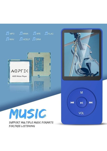 A02 Mp3 Çalar 8gb, 70 Saat Müzik Süresi, Hi-Fi Ses, Fm Radyo, E-Kitap Destekli, Koyu Mavi indirimleri