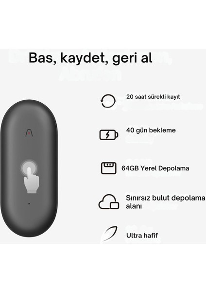 Notepin Aı Ses Kaydedici Kiti, 112 Dil Destekli Transkripsiyon ve Özetleme, 64GB Depolama fiyatları