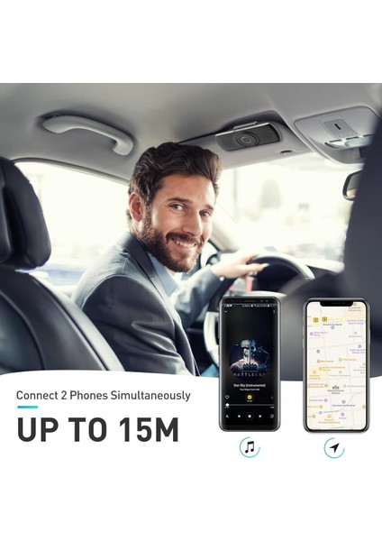 Bluetooth 5.0 Araç Kiti, Mikrofonlu, Tf Kart Girişli, Siri Destekli Handsfree Hoparlör