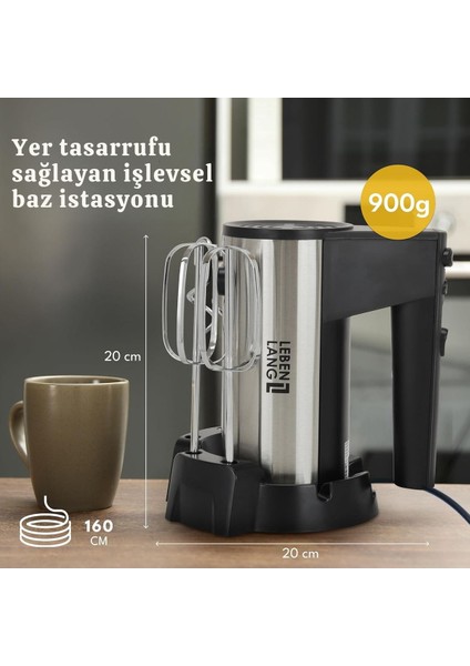 400W El Mikseri, 5 Hız Seviyesi, Turbo Modu, Stand Tutucu ve Paslanmaz Çelik Aksamlı