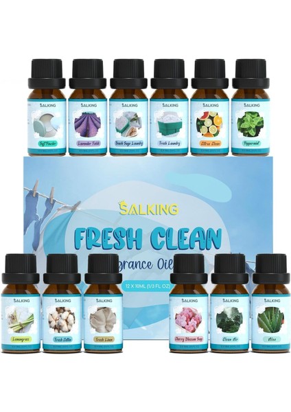 Temiz Uçucu Yağ Seti 12x10ml, Aroma Terapisi İçin Ferahlatıcı Doğal Kokular