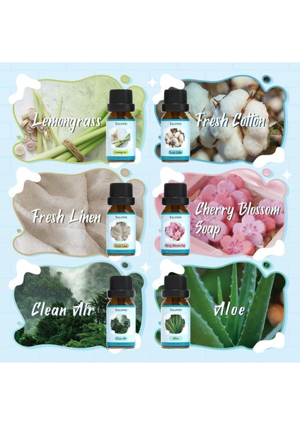 Temiz Uçucu Yağ Seti 12x10ml, Aroma Terapisi İçin Ferahlatıcı Doğal Kokular