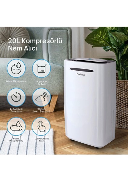 -20L/GÜN Nem Alma Cihazı Dijital Ekran, Çamaşır Kurutma Modu ve Sürekli Tahliye modelleri