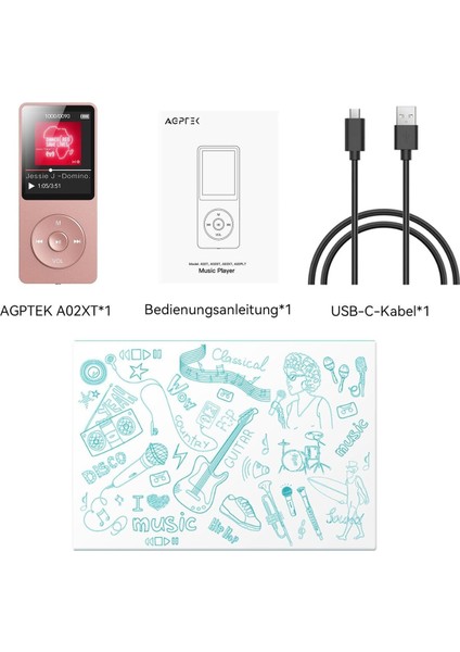 Mp3 Çalar 32 GB Bluetooth 5.3, 1.8 Inç Ekran, 70 Saat Çalma Süresi