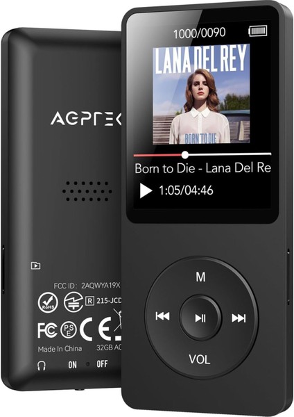 Mp3 Çalar 32 GB Bluetooth 5.3, 1.8 Inç Ekran, 70 Saat Çalma Süresi
