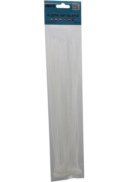 25PCS Beyaz 3.6X300MM Plastik Cırt Kelepçe (4172)