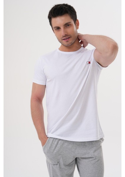 Mecit 4000 Beyaz Gri Erkek Büyük Beden Pijama Takımı