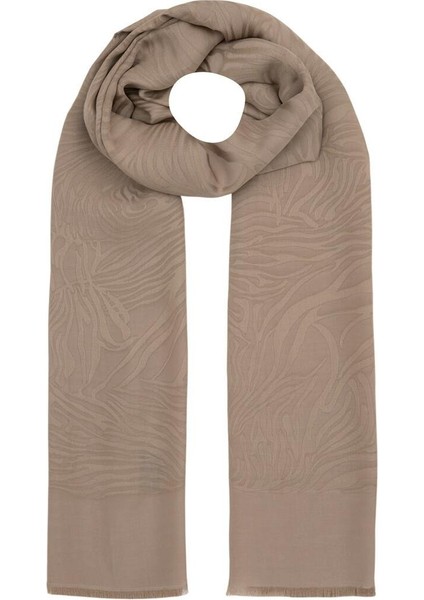 Dört Mevsim Zebra Desenli Monogram Jakar Şal 04473-TAŞ
