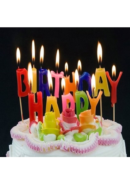 Happy Bırthday Renkli Pasta Mumu Doğum Günü Dekoratif Pasta Mumu Kapalı Paket fırsatları