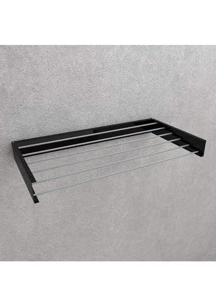 Kurutmalık Çamaşır Askısı - Duvara Monte Çamaşırlık - (SIYAH-100CM)