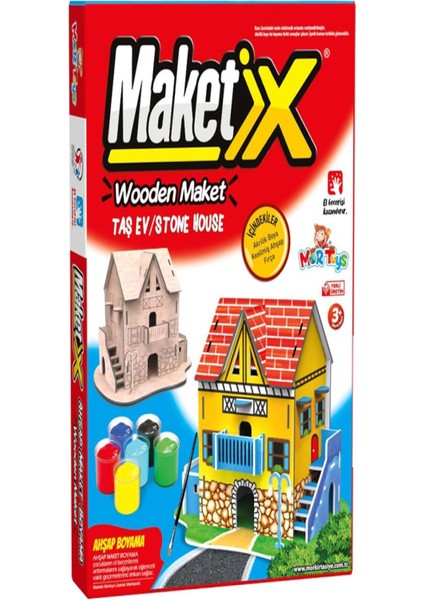 Mor Maketix Ahşap Maket Boyama Set Taş Ev
