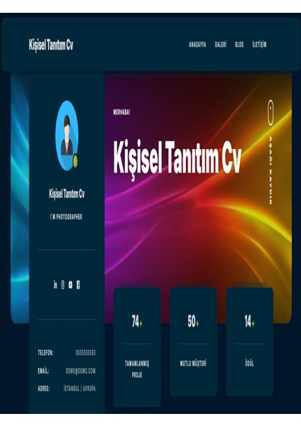 Hazır Kişisel Cv ve Tanıtım Web Sitesi Satışı Kolay Kurulum ve Profesyonel Destek!
