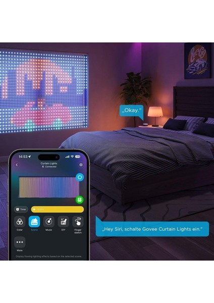 Perde Işıkları 2.0, Akıllı LED Perde, 520 Rgbıc Renk Değiştiren, Dinamik Dekorasyon modelleri