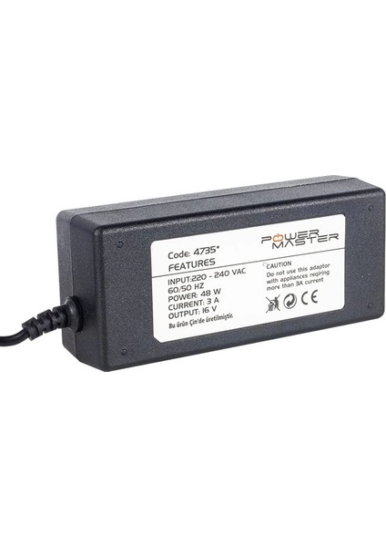 16 Volt - 3 Amper Tos Fişli Rca Santral Adaptörü (4172)