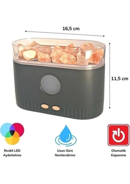 Himalaya Tuzlu Renkli LED Aydınlatmalı 200ml Hava Nemlendiricili Aromaterapi Difüzörü