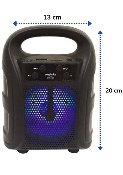 Tutmalı Mini Hoparlör Işıklı Taşınabilir Bluetooth Wireless Radyolu Sd Kart ve USB Girişli Hoparlör (4887) fırsatları