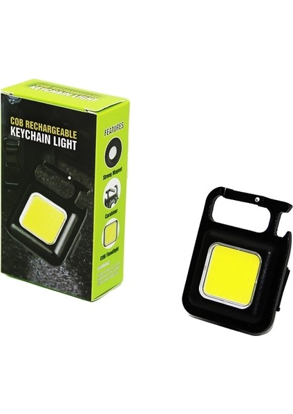 3ın1 Mıknatıslı USB Şarjlı Fener - Anahtarlık - Pratik Kapak Açacak (4887)