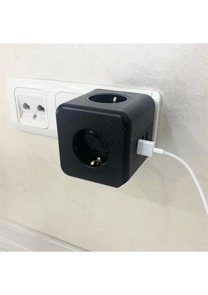 Isıya Dayanıklı Termal Akım Korumalı ve Çocuk Korumalı 3 Priz Girişli 3 USB Girişli Küp Priz (4887) fırsatları