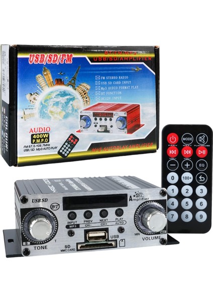 12 Volt 100 Watt Motosiklet Bluetooth Amfi Usb/sd 2 Kanal Pazarcı - Anfi (125X95X40MM) (4887)