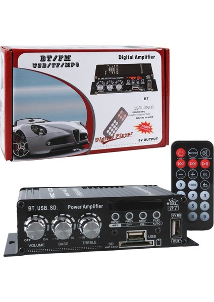 12 Volt 100 Watt Motosiklet Bluetooth Amfi Usb/sd 2 Kanal Pazarcı - Anfi (154X80X42MM) (4172)