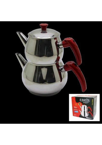 Aile Büyük Boy Küre Çelik Çaydanlık Seti Üst: 1.2lt - Alt: 2lt (4172)