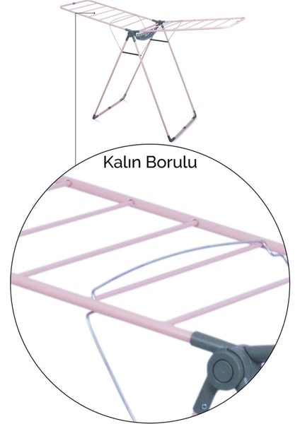 Eseca Vipaş Mia Lux Kalın Borulu Mandal Sepetli Çamaşır Kurutmalığı-Pembe