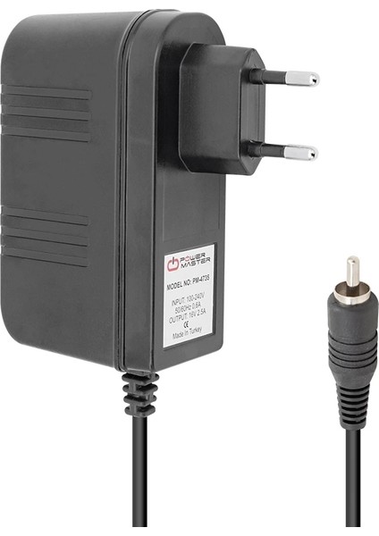 16 Volt - 2.5 Amper Priz Tipi Tos Fişli Rca Santral Adaptörü (4172)