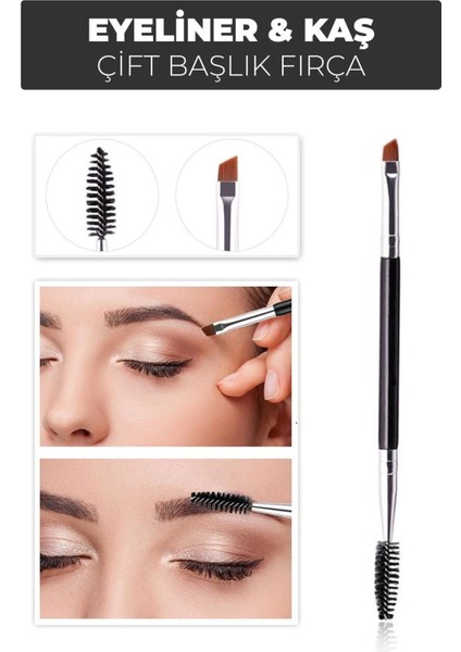 Çift Başlıklı Eyeliner ve Kaş Fırçası