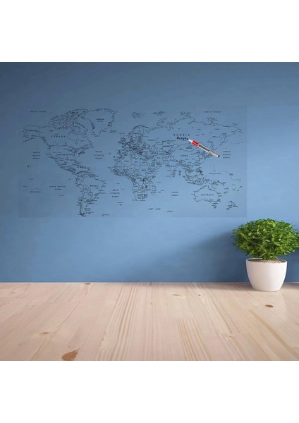 Yazılabilir Dünya Haritası Manyetik Duvar Stickerı 110 x 56 cm (4887) modelleri