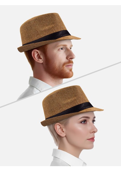 Yazlık Kumaş Açık Kahve Fötr Trilby Şapka fiyatları