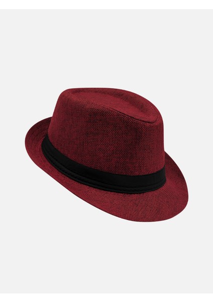 Yazlık Kumaş Bordo Fötr Trilby Şapka