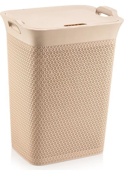 SY-4630 Plastik Safir Kirli Çamaşır Sepeti 55 Lt Bej