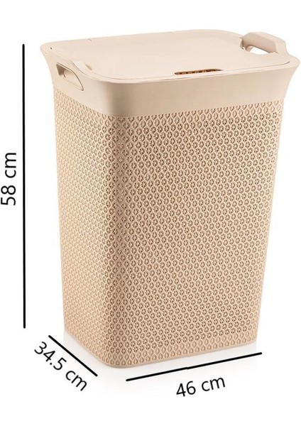 SY-4630 Plastik Safir Kirli Çamaşır Sepeti 55 Lt Bej