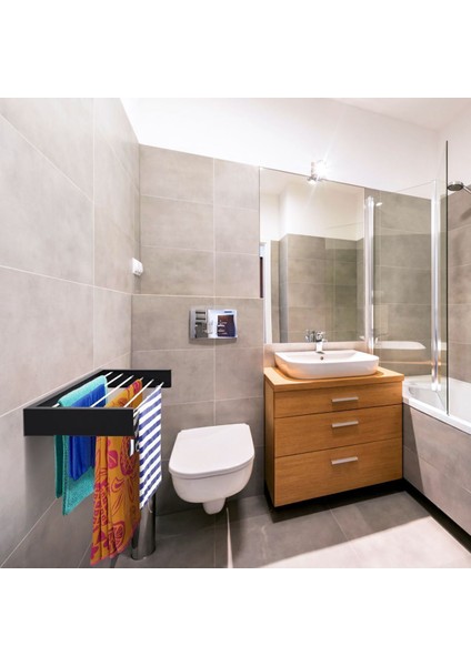 Luxedry Duvara Monte Estetik ve Pratik Dayanıklı Metal Malzemeli Çamaşırlık - (ANTRASİT-100CM) indirimleri