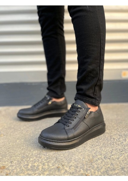 JY155 Warrior Bağcıklı ve Fermuarlı Cilt Erkek Günlük Sneaker Ayakkabı Cbt - Siyah fiyatları