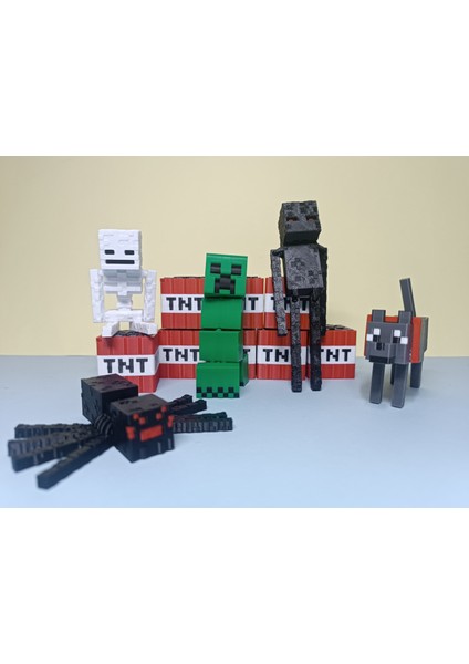 Minecraft Karakter Seti -Creepe-Enderman-Iskelet-Örümcek-Tnt *PRIME3D*