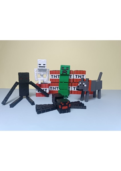 Minecraft Karakter Seti -Creepe-Enderman-Iskelet-Örümcek-Tnt *PRIME3D*