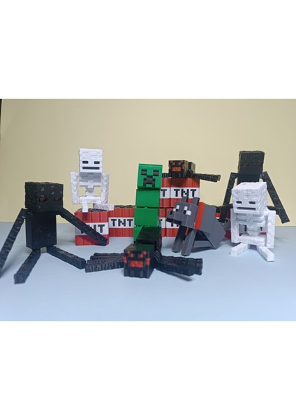 Minecraft Karakter Seti -Creepe-Enderman-Iskelet-Örümcek-Tnt *PRIME3D*