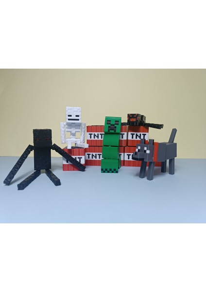 Minecraft Karakter Seti -Creepe-Enderman-Iskelet-Örümcek-Tnt *PRIME3D*