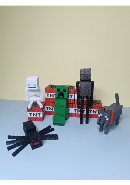 Minecraft Karakter Seti -Creepe-Enderman-Iskelet-Örümcek-Tnt *PRIME3D*
