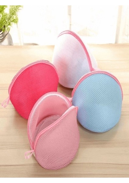 Fermuarlı Iç Çamaşır Sütyen Bikini Yıkama Taşıma Torbası Pembe