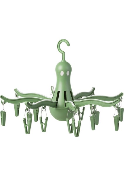 Plastik Pressa Yeşil 16 Mandallı Çamaşır Kurutma Askılığı Askılı Kurutucu Yeşil