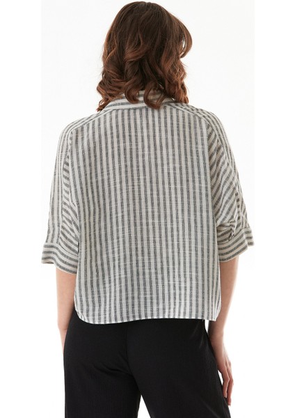 Çizgili Oversize Crop Gömlek indirimleri