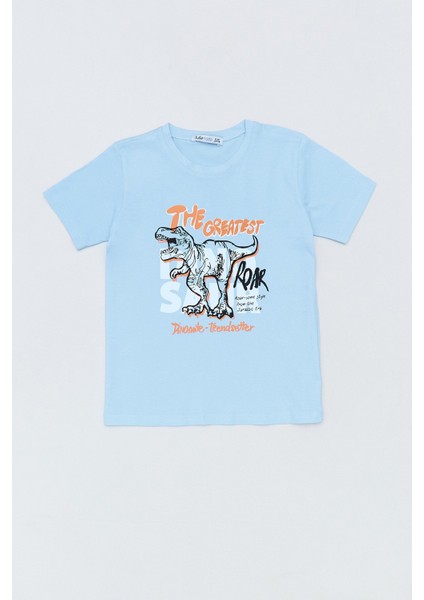 %100 Pamuk Dinozor Baskılı Erkek Çocuk Tişört